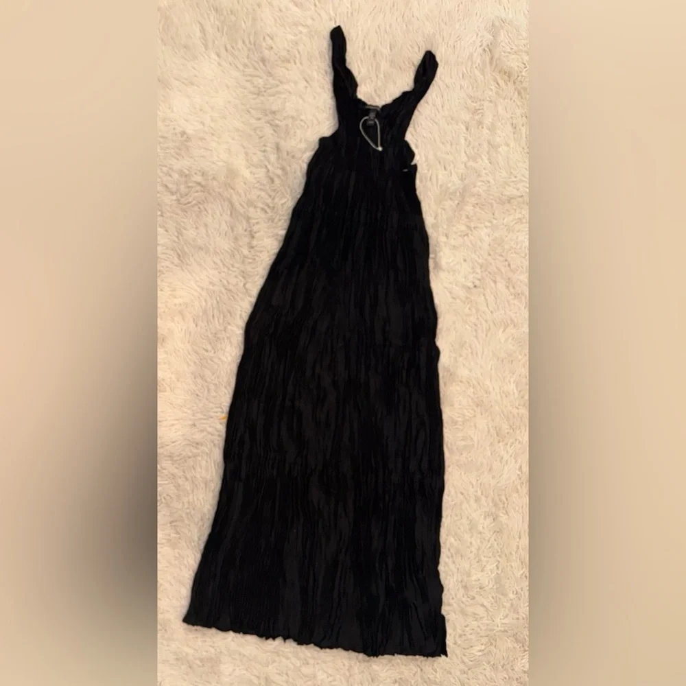 NWOT Eileen Fisher Crushed Silk Tiered Midi BLACK Dress Size XL Quiet Luxury_6